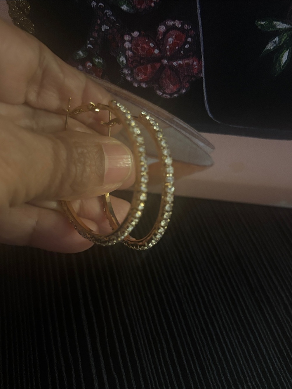 2” Gold Crystal Hoop Earrings - Elegant Women's Jewelry